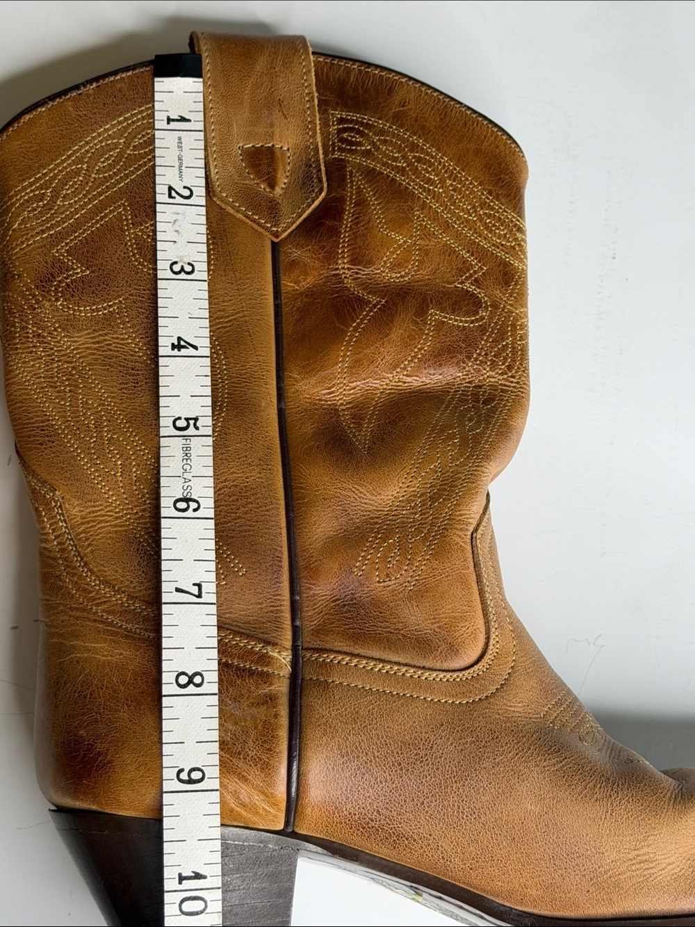 Oak Tree Farm Women's Tan Leather Western Cowboy Boots Size 8 - Picture 7 of 8